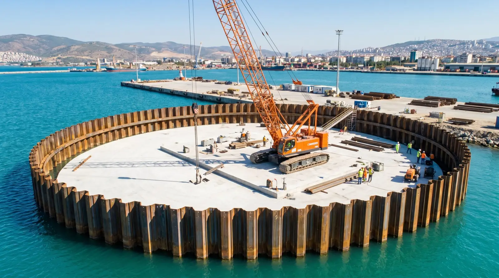 Antalya Palplanş: deniz içinde dairesel palplanş batardo
